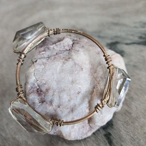 Crystal Prism Gold-Wrapped Bangle Bracelet